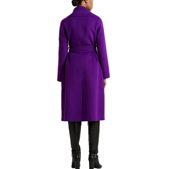 NWT LAUREN RALPH LAUREN
Belted Wool-Blend Wrap Coat in Purple - Picture 4 of 12